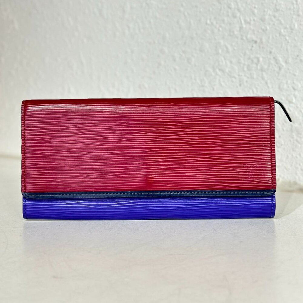 Louis Vuitton Blue and Red Epi Leather Wallet
